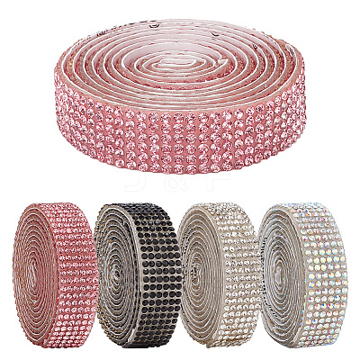 4Pcs 4 Colors Self Adhesive Resin Rhinestone Tape DIY-GO0001-03-1
