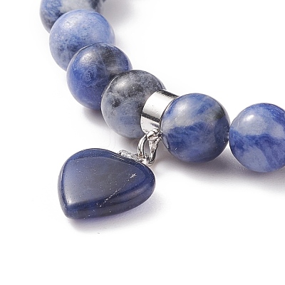 Natural Sodalite Beads Charm Bracelets BJEW-K164-B02-1