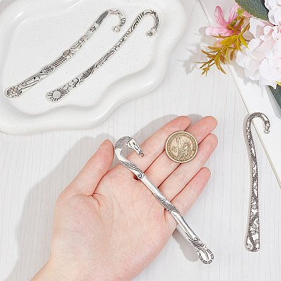 10Pcs 5 Styles Tibetan Style Alloy Bookmark Findings with Holes FIND-SC0008-98-1