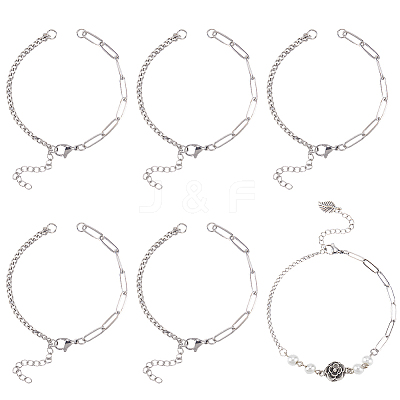 16Pcs Brass Curb & Paperclip Chains Bracelet Making MAK-SC0001-39-1