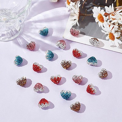 20Pcs 4 Colors Polymer Clay Rhinestone Beads RB-AR0003-17-1