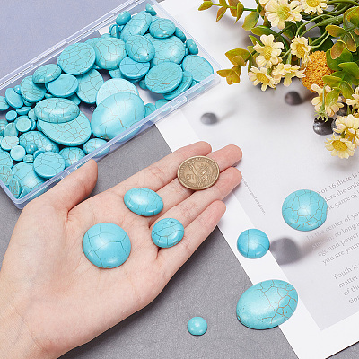 132Pcs 14 Styles Synthetic Turquoise Cabochons TURQ-AR0001-24-1