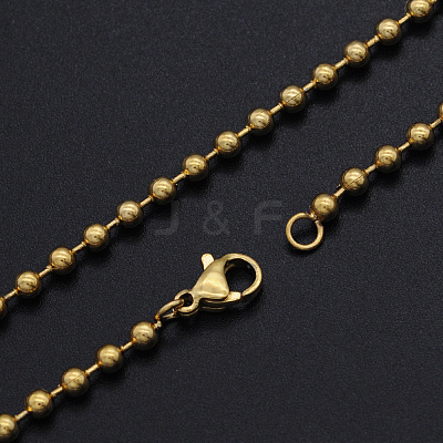 Ion Plating(IP) Unisex 304 Stainless Steel Ball Chain Necklaces NJEW-T012-05-56-G-1