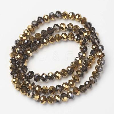 Electroplate Transparent Glass Beads Strands EGLA-A034-T6mm-O14-1