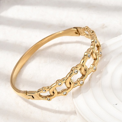 304 Stainless Steel Rhinestone Hinged Bangles for Women BJEW-B168-19G-1