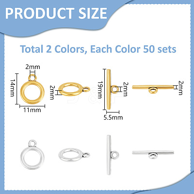 100Sets 2 Colors Alloy Toggle Clasps FIND-UN0015-86-1