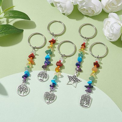 Tree of Life Tibetan Style Alloy Pendant Keychains KEYC-JKC00689-1