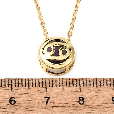Brass Pave Cubic Zirconia Birth Stone Constellation Pendant Cable Chain Necklaces NJEW-D334-01G-12-1
