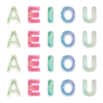 40Pcs 5 Colors UV Plating Transparent Acrylic European Beads OACR-TA0005-05-1