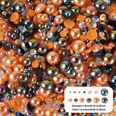 Half Round ABS Plastic Cabochons FIND-TAC0038-08B-1