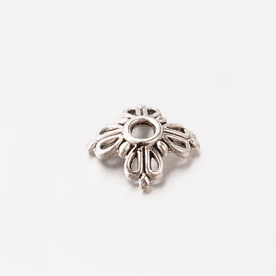 4-Petal Tibetan Style Alloy Bead Cap TIBE-O004-35AS-LF-1