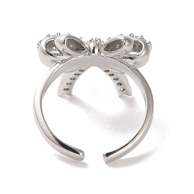 Brass Micro Pave Cubic Zirconia Open Cuff Ring RJEW-K256-58I-P-1