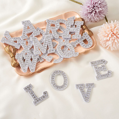 Alphabet Resin Rhinestone Patches DIY-TAC0005-45A-1