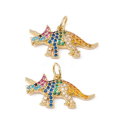Rack Plating Brass Micro Pave Colorful Cubic Zirconia Pendants ZIRC-C040-48C-G-1