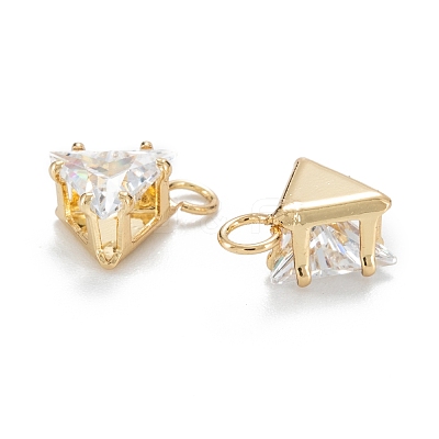 Brass Clear Cubic Zirconia Charms ZIRC-G170-15G-1