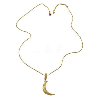 Moon Brass Micro Pave Clear Cubic Zirconia Pendant Necklaces FS-WGD2E00-01-1
