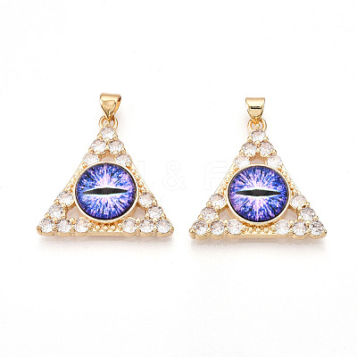 Brass Micro Pave Clear Cubic Zirconia Pendants for Women KK-T070-90A-01-1