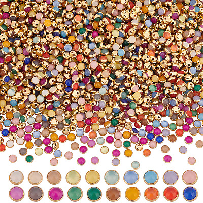 200Pcs 20 Colors 2-Hole Brass Plastic Buttons BUTT-GO0001-08-1