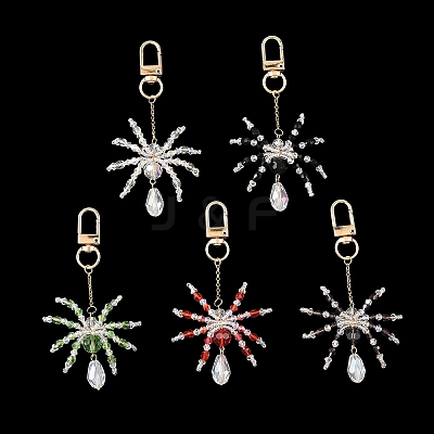 Halloween Spider Glass & 304 Stainless Steel Pendant Decorations HJEW-JM05040-1