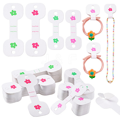 200Pcs 4 Styles Flower Printed Folding Paper Jewelry Display Cards for Bracelets CDIS-GA0001-05-1