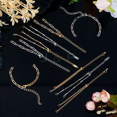 12Pcs 6 Styles 304 Stainless Steel Chain Bracelet Makings AJEW-TA0001-34-1