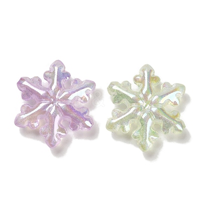 Christmas Snowflake UV Plating Luminous Rainbow Iridescent Acrylic Beads LACR-R001-07A-1