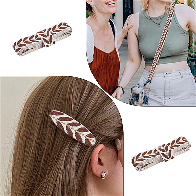 3Skeins Polyester Leaf Jacquard Ribbons SRIB-CY0001-20A-1