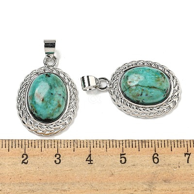Natural African Turquoise(Jasper) Oval Pendants G-B079-02P-01-1