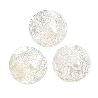 Natural White Shell Carved Cabochons SSHEL-I026-03B-06-1
