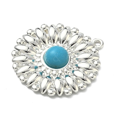 304 Stainless Steel with Dyed Synthetic Turquoise Pendants STAS-G374-05S-18-1