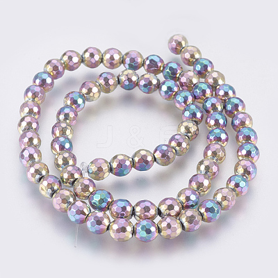 Electroplated Non-magnetic Synthetic Hematite Bead Strand X-G-E495-04F-1