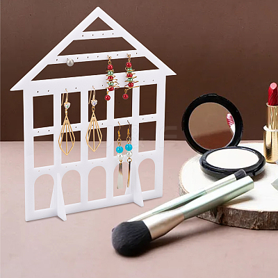 Detachable Lovely House Acrylic Earring Display Stands EDIS-WH0029-48B-1