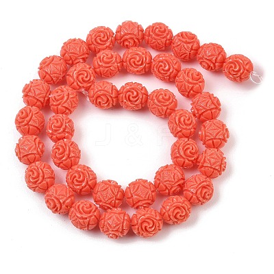 Dyed Synthetic Coral Carved Beads Strands GG-CBA1CDD-04B-1
