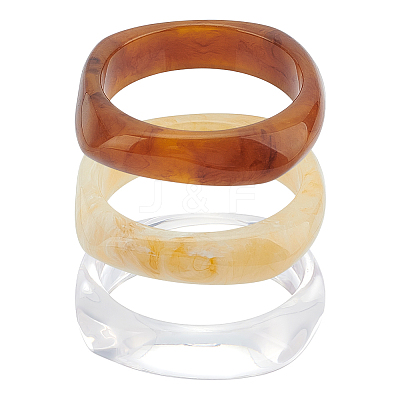 3Pcs 3 Style Imitation Marble Acrylic Bangles Set for Women BJEW-FI0001-11-1