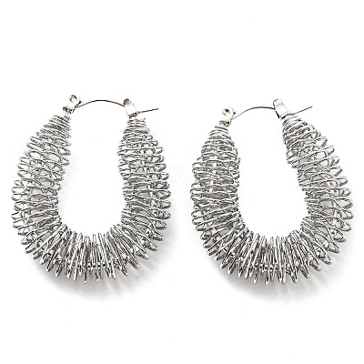 Non-Tarnish 304 Stainless Steel Teardrop Hoop Earrings EJEW-B023-01P-1
