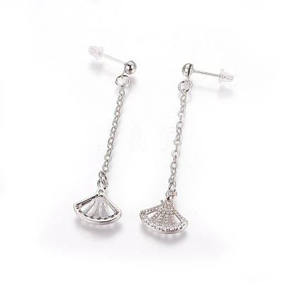 Brass Cubic Zirconia Stud Earrings EJEW-J097-F01-P-1