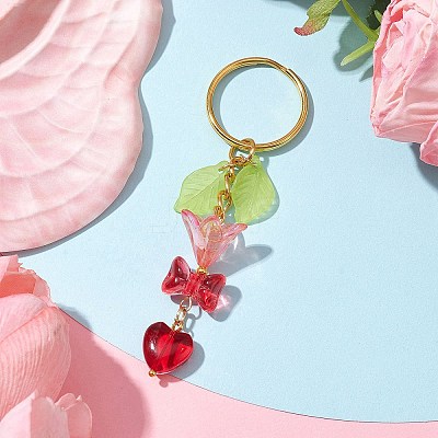 Bowknot & Heart Glass Pendant Decorations KEYC-JKC00691-01-1