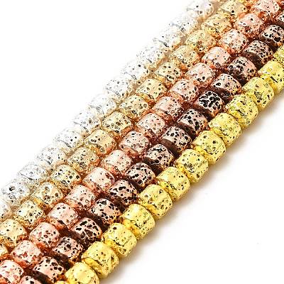 Electroplated Natural Lava Rock Beads Strands G-G984-10-1