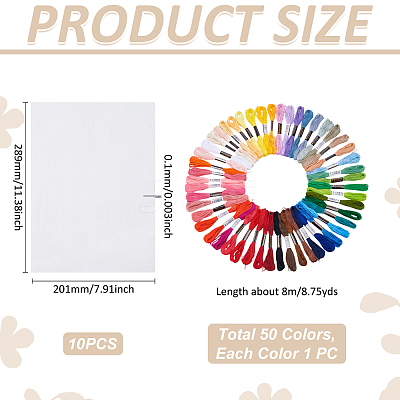 10 Sheets Rectangle Water Soluble Fabric for Cross-Stitch DIY-PH0029-39-1