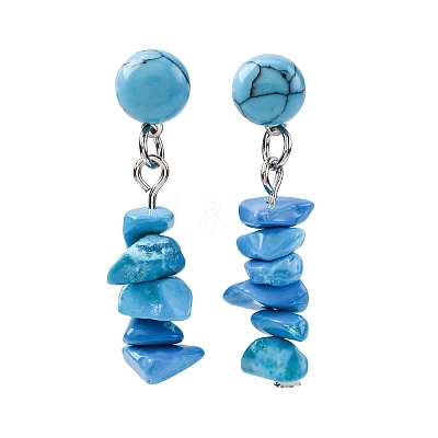 Natural Mixed Stone Dangle Stud Earrings EJEW-JE06371-1