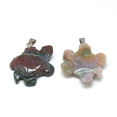 Natural Indian Agate Pendants G-T091-02-1