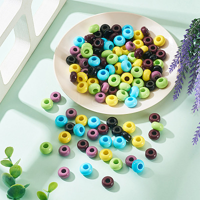 120Pcs 6 Colors Opaque Acrylic European Beads SACR-TA0001-24-1