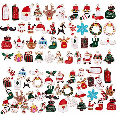 40Pcs Christmas Alloy Enamel Pendants JX268A-1