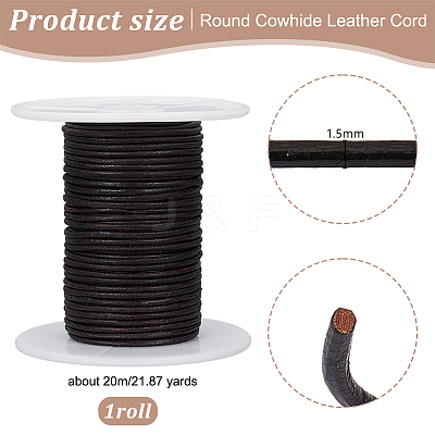 20M Round Cowhide Leather Cord WL-WH0015-01A-03-1