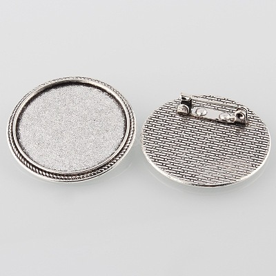 Vintage Alloy Brooch Cabochon Bezel Settings LS-PALLOY-O038-42AS-1