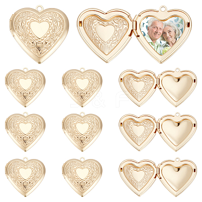 12Pcs Rack Plating Brass Locket Pendants KK-UN0005-92-1