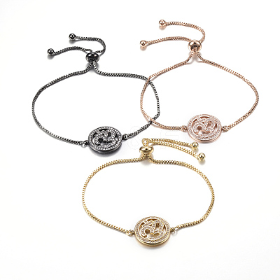 Adjustable Brass Micro Pave Cubic Zirconia Bolo Bracelets BJEW-E321-01-1