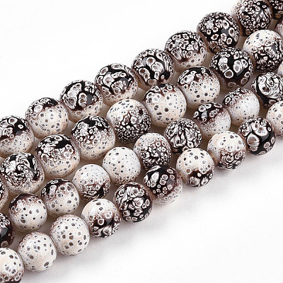 Transparent Baking Paint Glass Beads Strands DGLA-N009-8mm-08-1