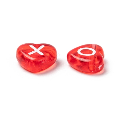 Transparent Acrylic Heart Horizontal Hole Letter Beads X-TACR-Q101-01-1