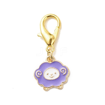 Alloy Enamel Sheep Pendant Decorations HJEW-JM00706-1